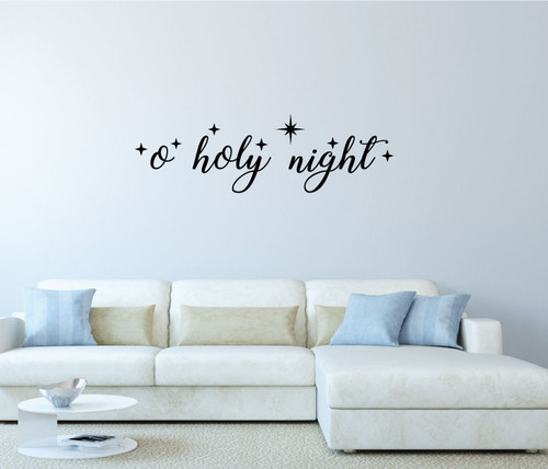Farmhouse Christmas Decor - O Holy Night With North Star - Holiday Vinyl Stickers For Living Room or Home Decoration