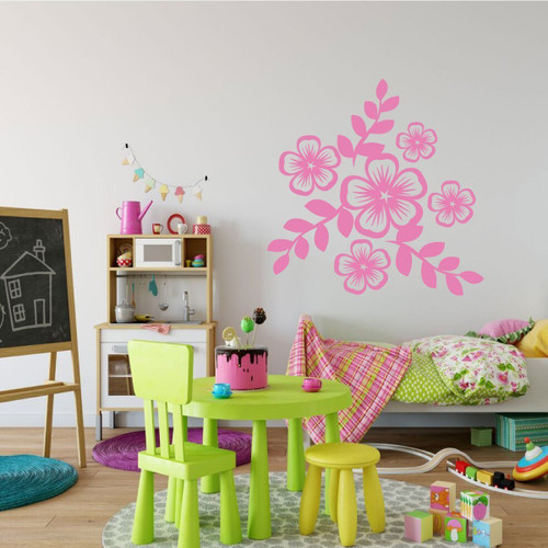 Floral Vinyl Wall Decals - Beautiful Flower Design Available in Black, White, Pink, Yellow, Blue, Gold, Orange, Grey Other Colors