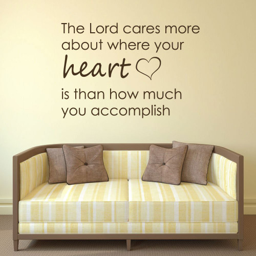 Heart Wall Decals "The Lord Cares More About Where Your Heart Is" With Heart Image For Home Decor