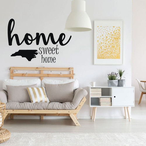 Home Sweet Home State of North Carolina Vinyl Wall Art Decal For Living Dining, Family Room, or Entryway Decor