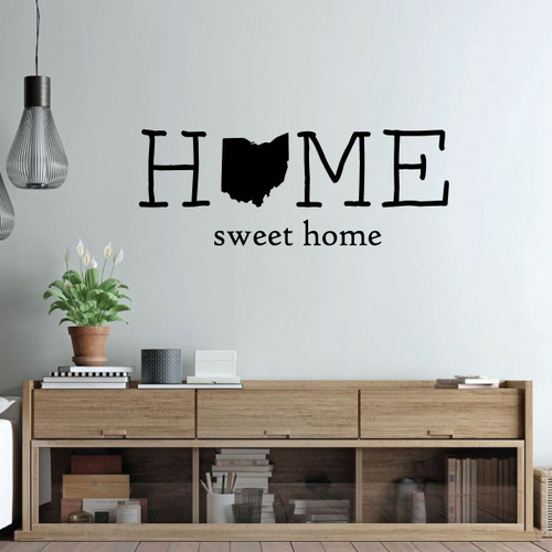 Home Sweet Home State of Ohio Vinyl Wall Art Decal For Living Dining, Family Room, or Entryway Decor