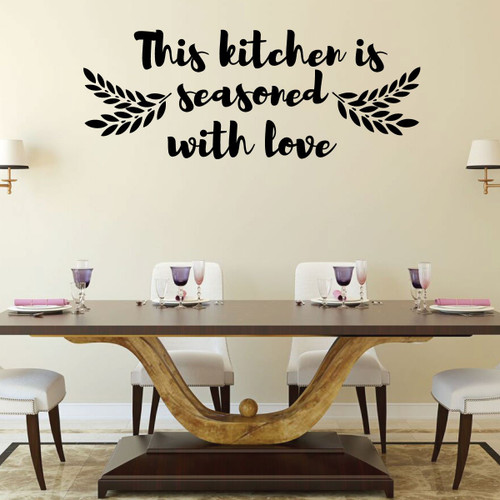 Kitchen Wall Sign - This Kitchen Is Seasoned With Love - Farmhouse Style Dining Room Decoration and Wall Decor