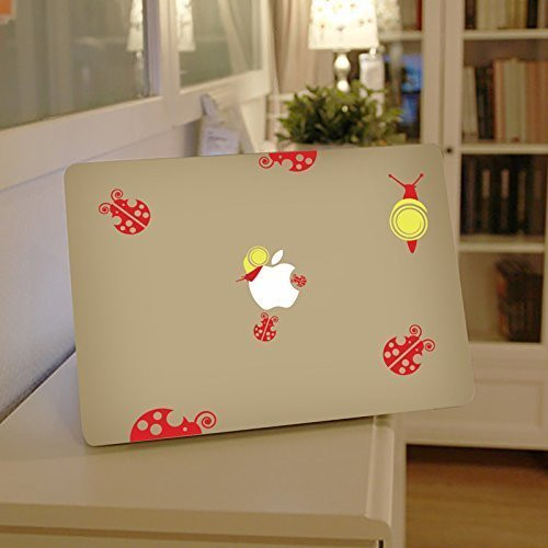 ladybug Snail Apple Macbook Pro Decals, Computer Laptop Vinyl Decals, Snails and Ladybugs Stickers