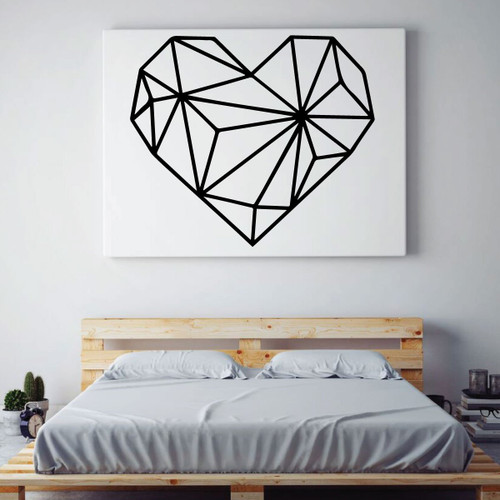 Love Wall Decal - Geometric Heart Decor - Vinyl Decoration for Bedroom, Home, Living Room or Family Room