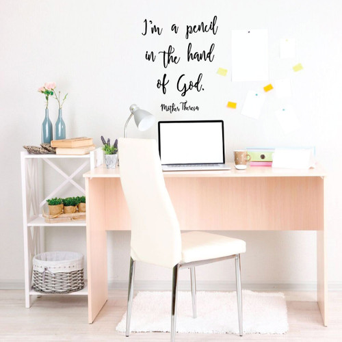 Mother Teresa Wall Art - I'm A Pencil In The Hand Of God - Christian Vinyl Home Decor for Children or Teen's Bedroom