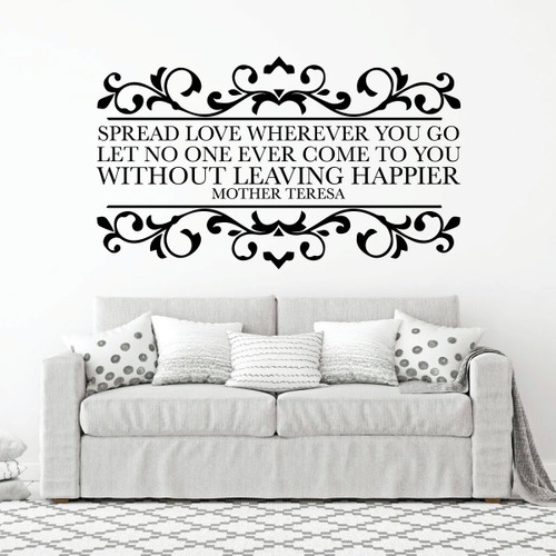 Mother Teresa Wall Art - Spread Love - Christian Vinyl Home Decor for Bedroom or Living Room Decoration