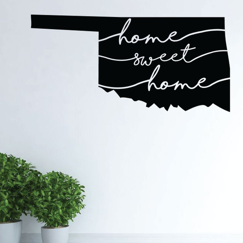 Oklahoma Wall Decal - Home Sweet Home - State Silhouette Vinyl Art for Home Decor, Living Room or Family Room Decoration
