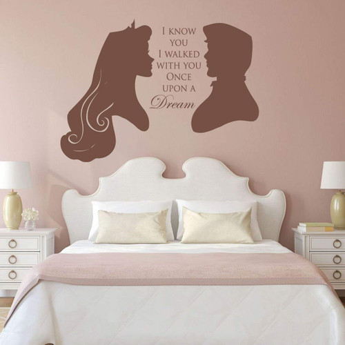 Once Upon a Dream - Princess Aurora and Prince Philip Vinyl Wall Decals Girls Bedroom Decor Home Decorations
