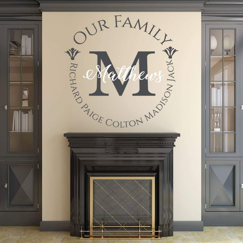 Our Family Name Wall Decal Vinyl Home Decor - Family Wall Decor - Personalized Living Room Decoration - With Customized Individual Family Member Names