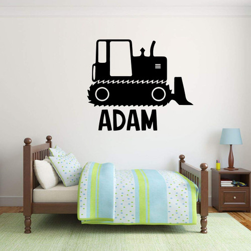 Personalized Boy Name Construction Bulldozer Bedroom Decor