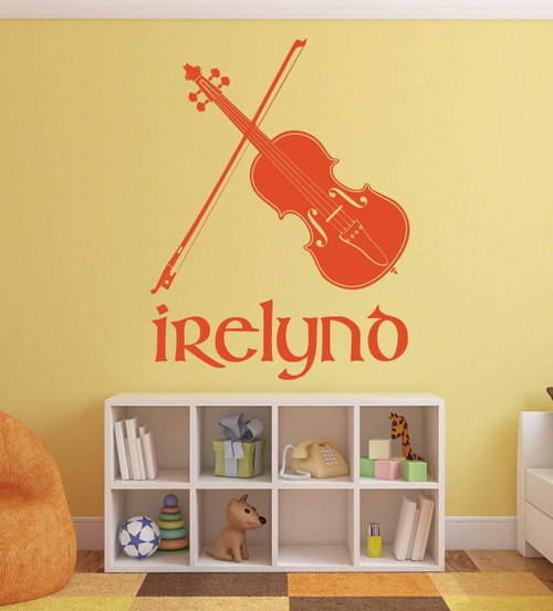 Personalized Name Violin or Viola Music Themed Wall or Window Decal
