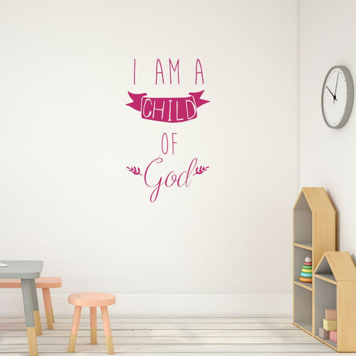 Religious Wall Decals - I Am a Child of God With Banner - Christian Home Decor for Playroom, Nursery, Children's Bedroom, Church Decoration