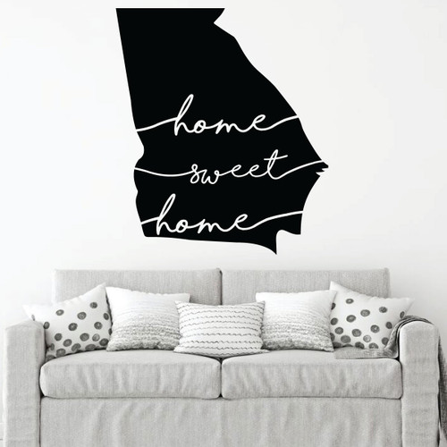 State of Georgia Wall Decal - Home Sweet Home - Peach State Silhouette Vinyl Art Home Decor for Living Room, Bedroom, or Family Room