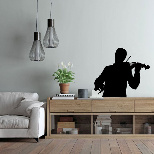 Violin Wall Decor - Vinyl Silhouette Decal - Violinist Gifts For Bedroom, Playroom or Music Room Decoration