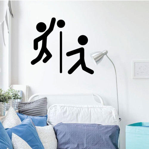 Volleyball Wall Decal - Spike Net Stick Figure - Vinyl Decor for Bedroom or Playroom - Sports Decorations