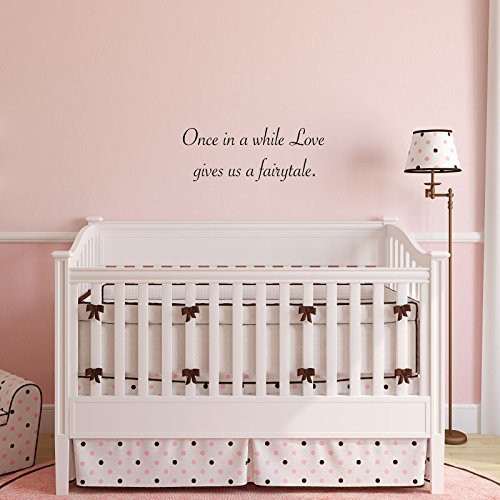 Wall Decal Fairytale Quote "Once in a while love gives us a fairytale" Vinyl Home Decor for Nursery, Playroom, Couple's Bedroom, Wedding Reception