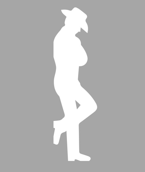 Leaning Right Cowboy Decal | 7 x 24 inches | White