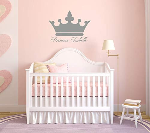 Personalized Name Princess Crown Home Decor Wall Decal | Custom Vinyl Decor
