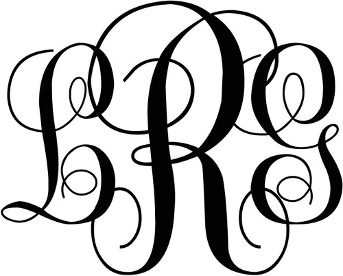 Personalized monogram initials vinyl wall decal with family name and year