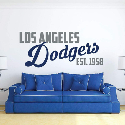 LA Dodgers Wall Decal EST 1958 | Vintage Baseball Sports Team Decor