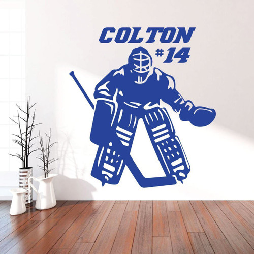 Hockey Goalie Wall Decal - Blue