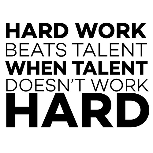 Hard work beats talent quote vinyl wall decal for locker room or bedroom
