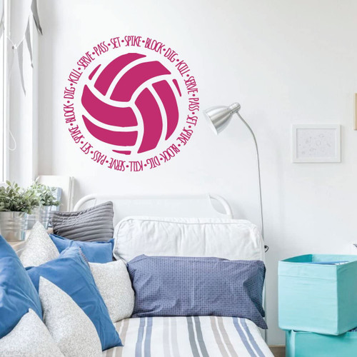 Volleyball Vinyl Wall Decal Sticker - Pink