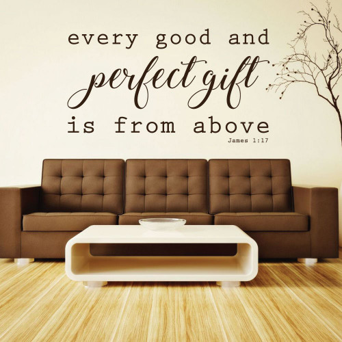 Bible Verse Wall Decals - James 1:17 - 'Every Good and Perfect Gift...' - Brown
