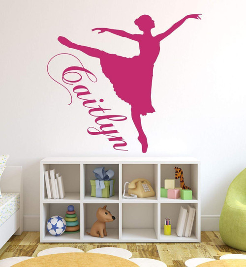 Personalized Ballerina Wall Decal - Pink