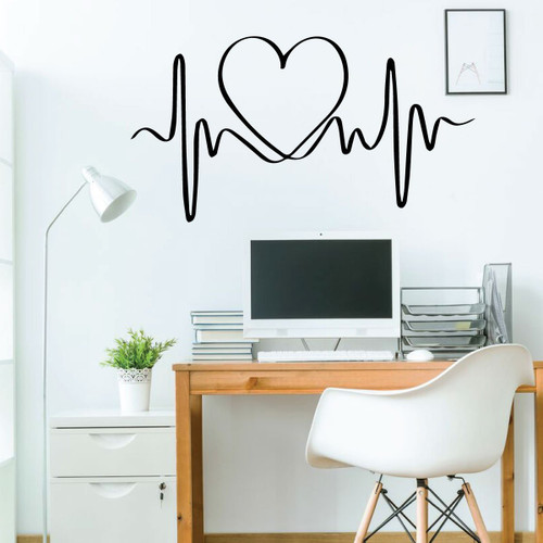 Heart Beat with Heart Wall Decor - Black