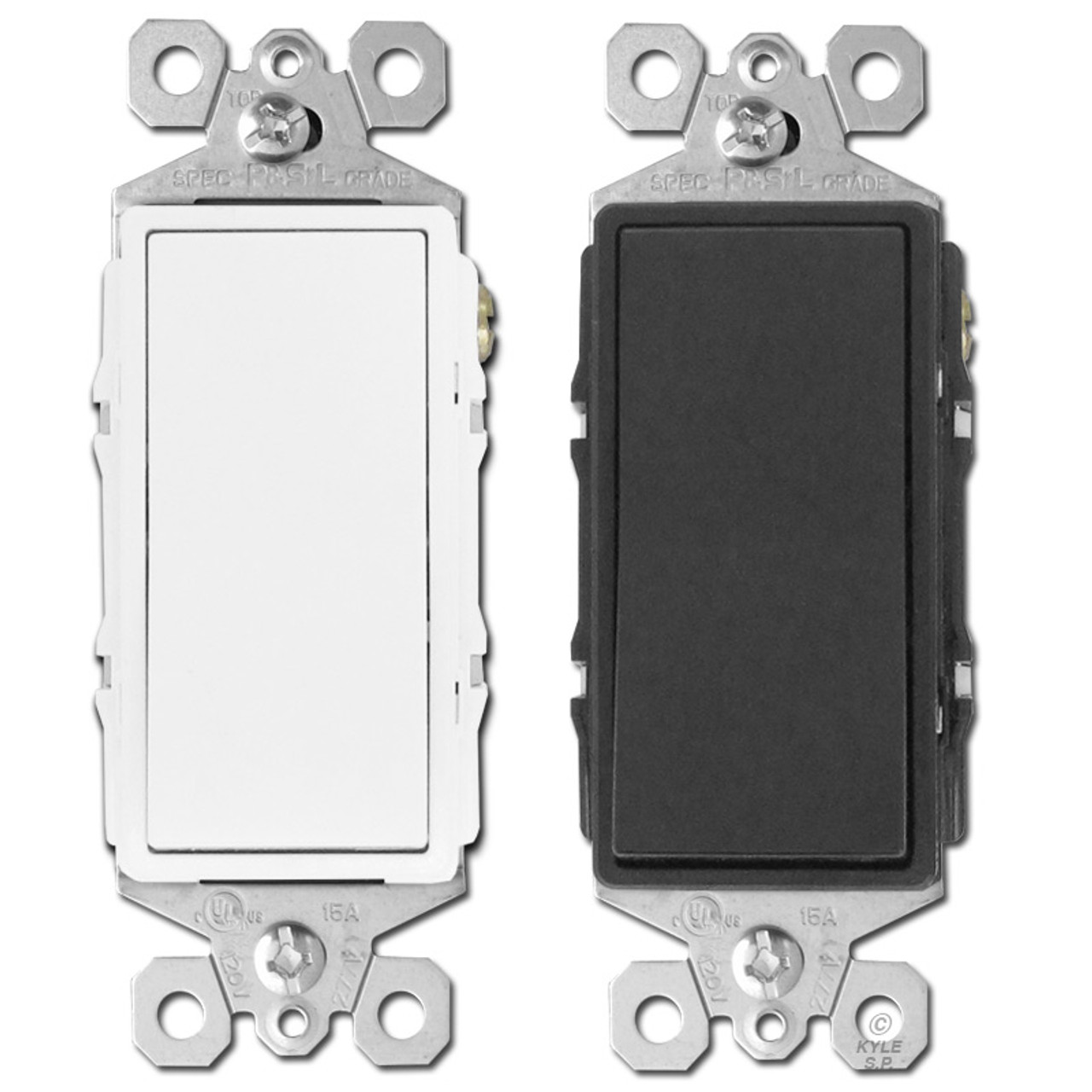 3 Stacked Single Pole Decora Rocker Switches Leviton 1755