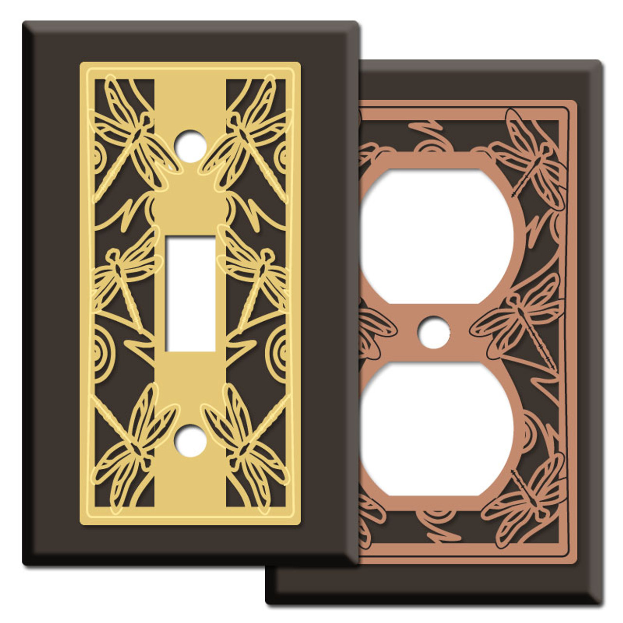 Dragonflies Light Switch Wall Plates in Ivory Kyle Design