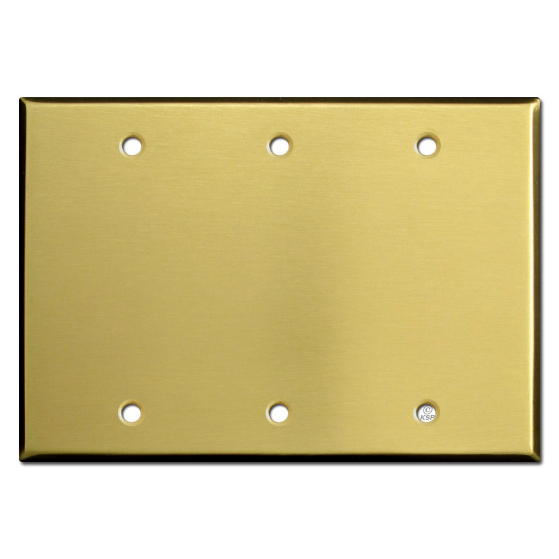 Three Gang Pushbutton Wall Cover Plates Satin Brass