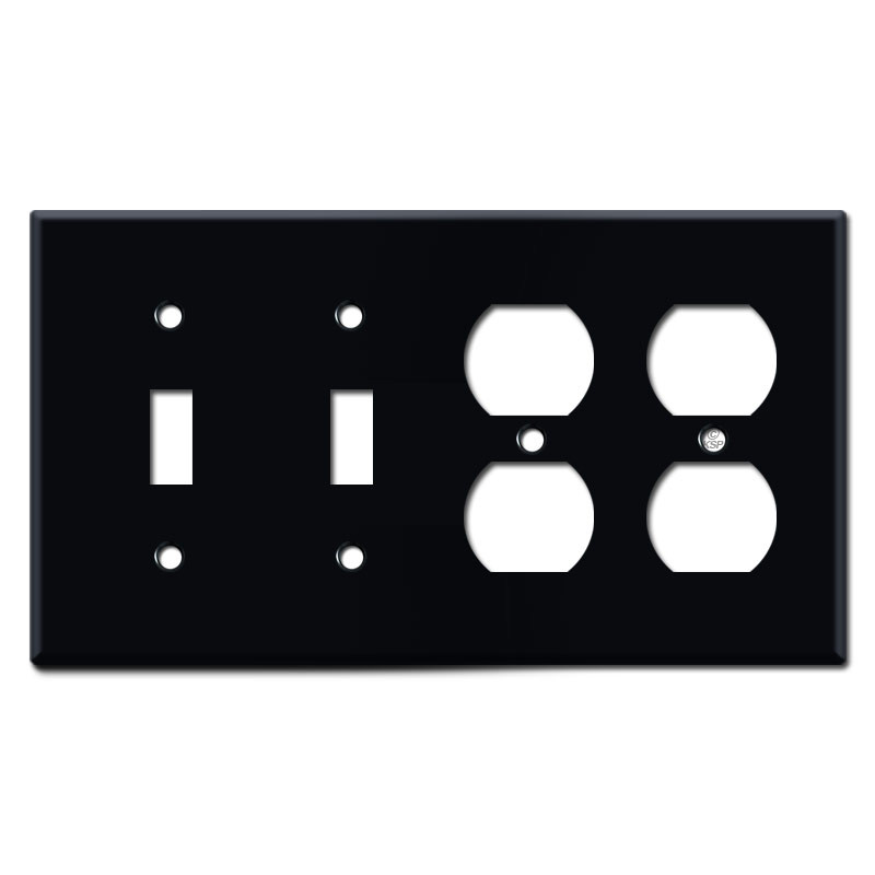 2 Toggle 2 Duplex Outlet 4 Gang Light Switch Covers Black