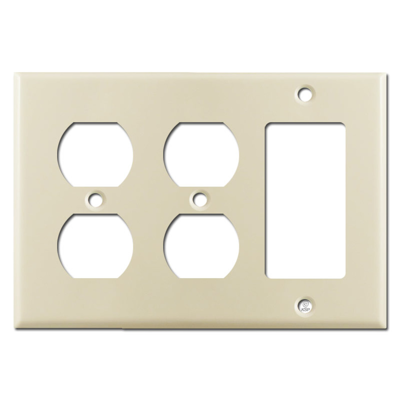 1 Duplex Outlet & 2 Rocker Combo Switch Plate Cover Ivory