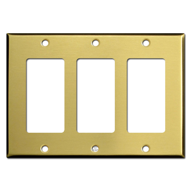 Triple Decora Rocker GFI Light Switch Covers Satin Brass