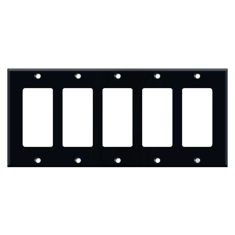 5 Rocker Switch Wall Plate - Black