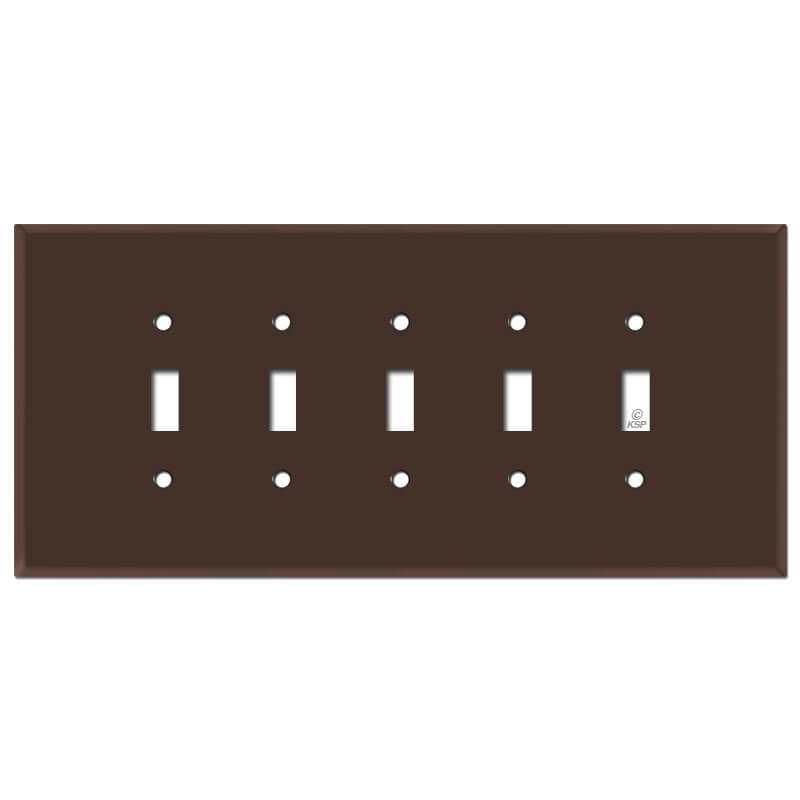Jumbo Five Gang 5 Toggle Switch Plate Cover Brown