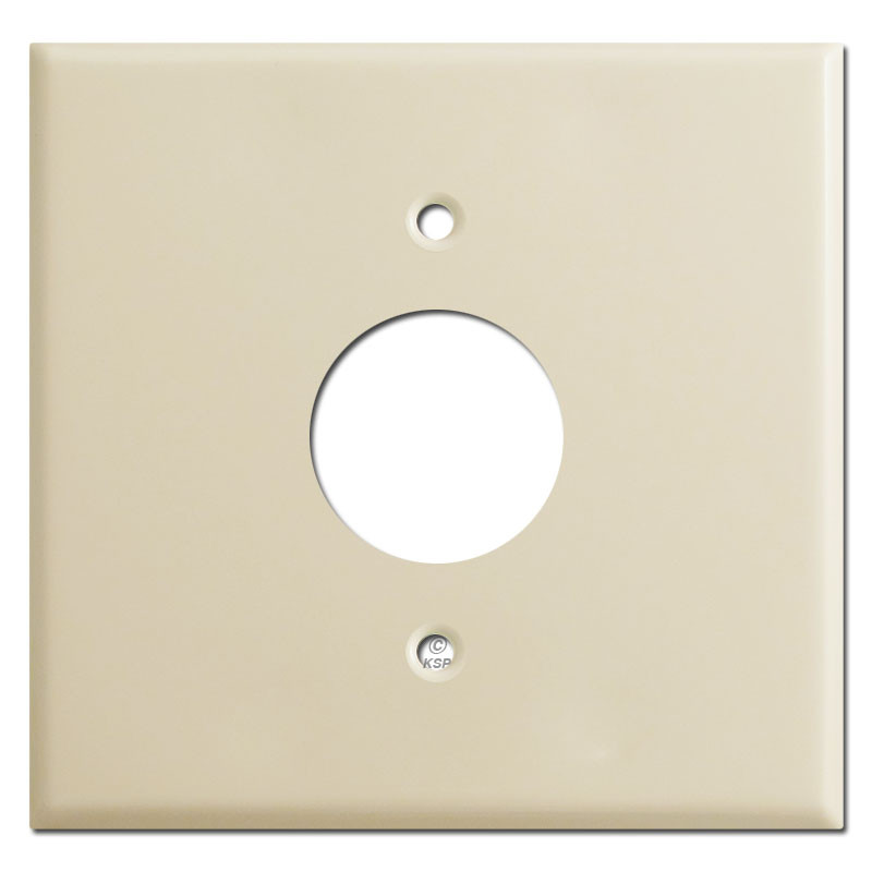 2 Gang 1 Center Single Plug Cover Plate Ivory