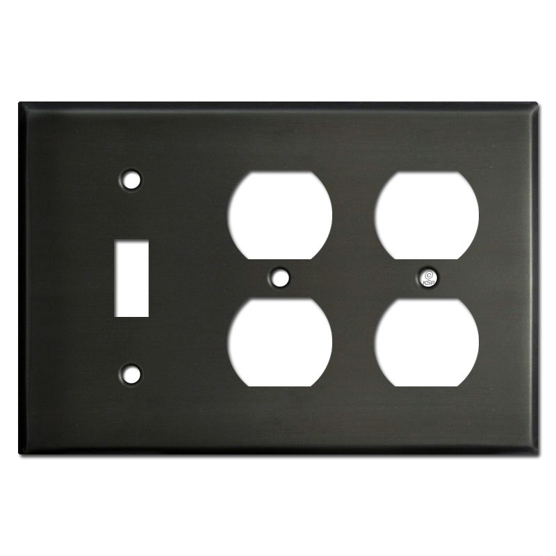 One Toggle Two Outlet Switch Plate Covers Dark Bronze