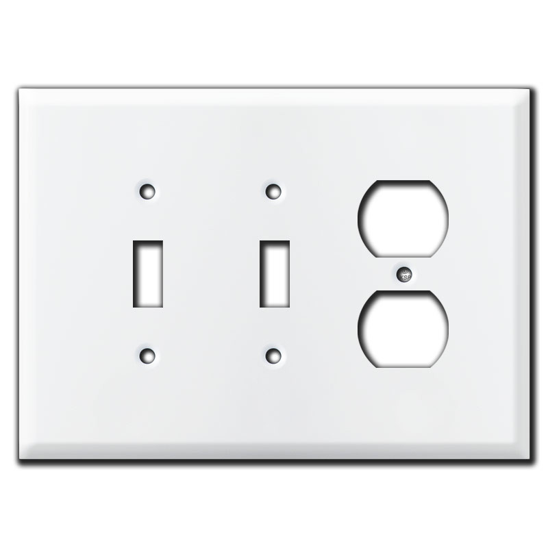 Jumbo 2 Toggle 1 Outlet Wall Plate White Kyle Switch Plates