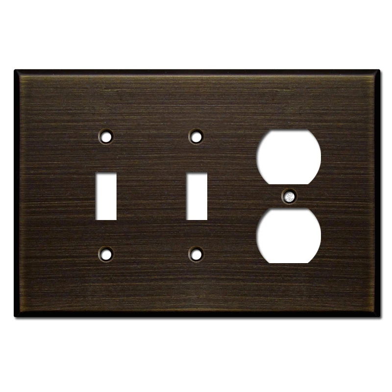 Jumbo 1 Outlet 2 Toggle Switch Plate Oil Rubbed Bronze