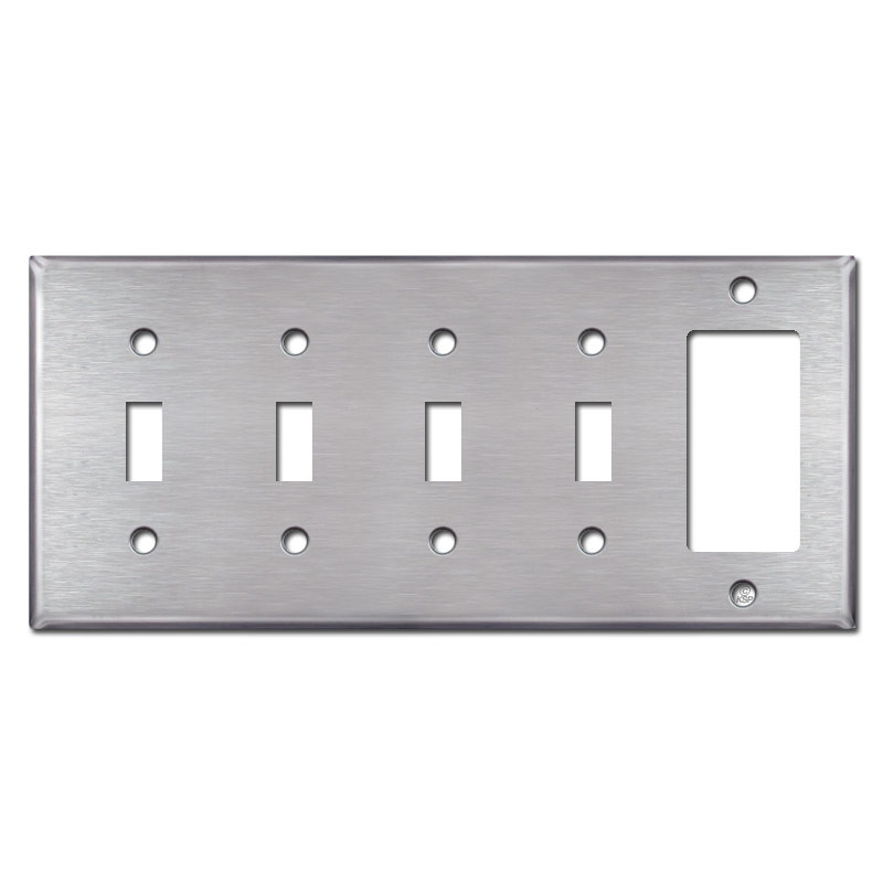 4 Rocker Wall Plate - Satin Stainless Steel | Kyle Switch Plates