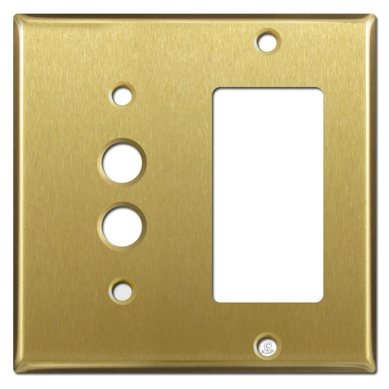 Three Gang Pushbutton Wall Cover Plates Satin Brass
