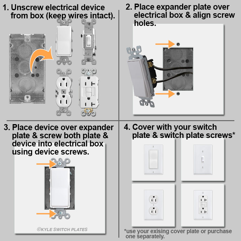 Jumbo 6'' x 6'' Light Switch Wall Plate Expander Extends Cover Size