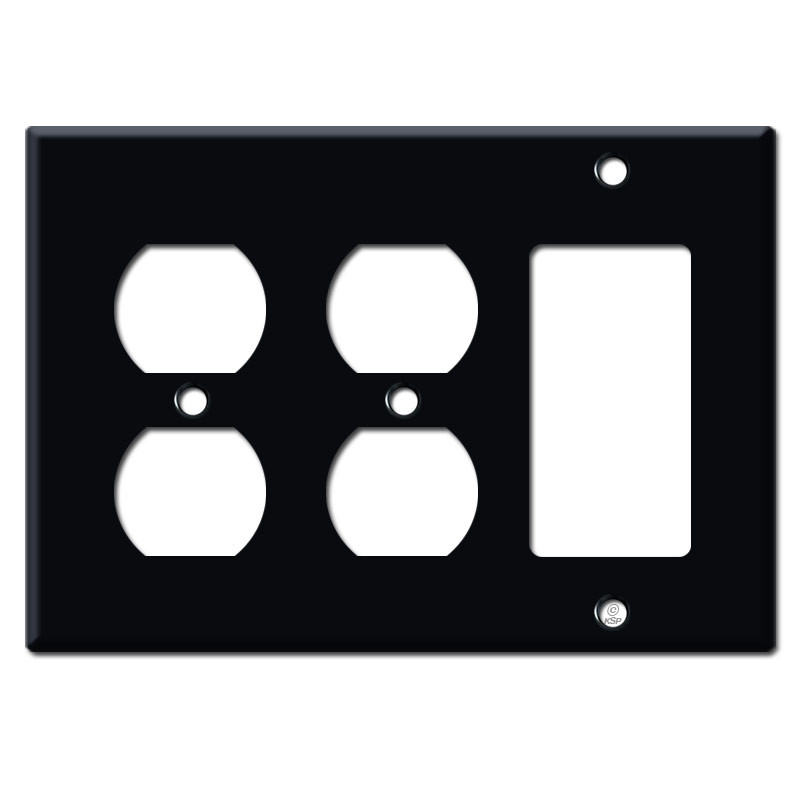 1 Electrical Outlet 1 Blank Covers Black Kyle Switch Plates