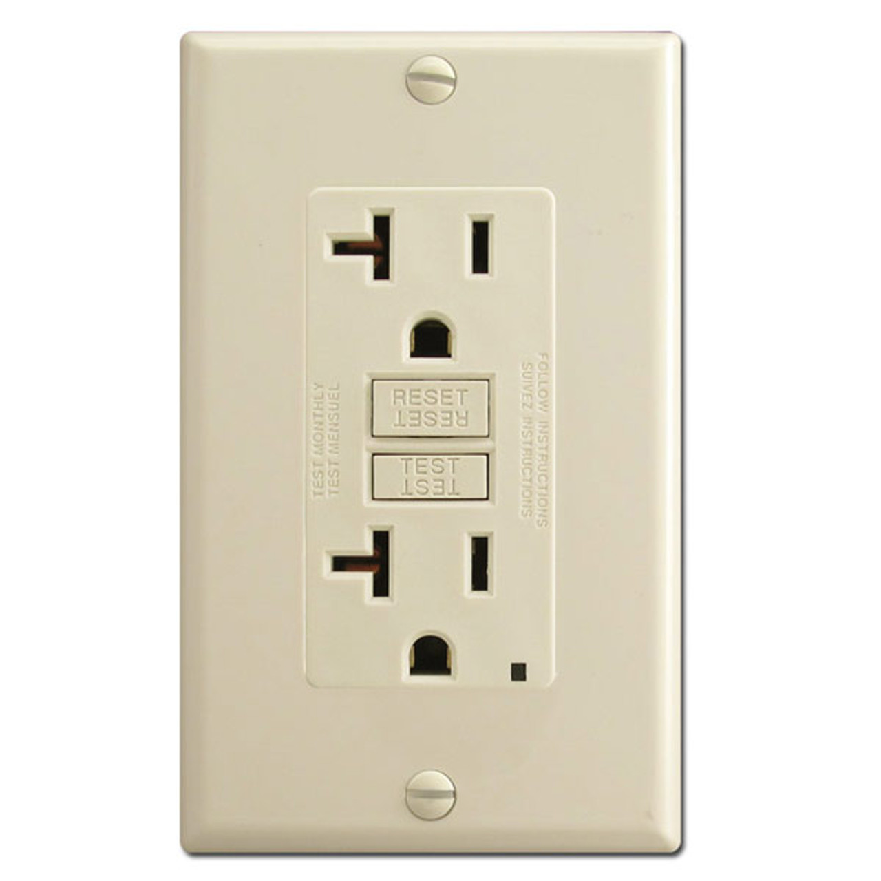 Decora GFI Electrical Outlet 20A Self Test Ivory