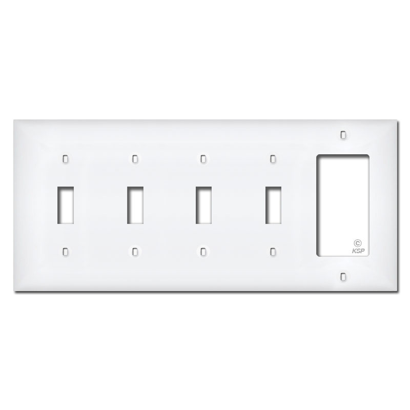 White Plastic 4 Toggle 1 Decor Wall Plate Covers Kyle Switch Plates