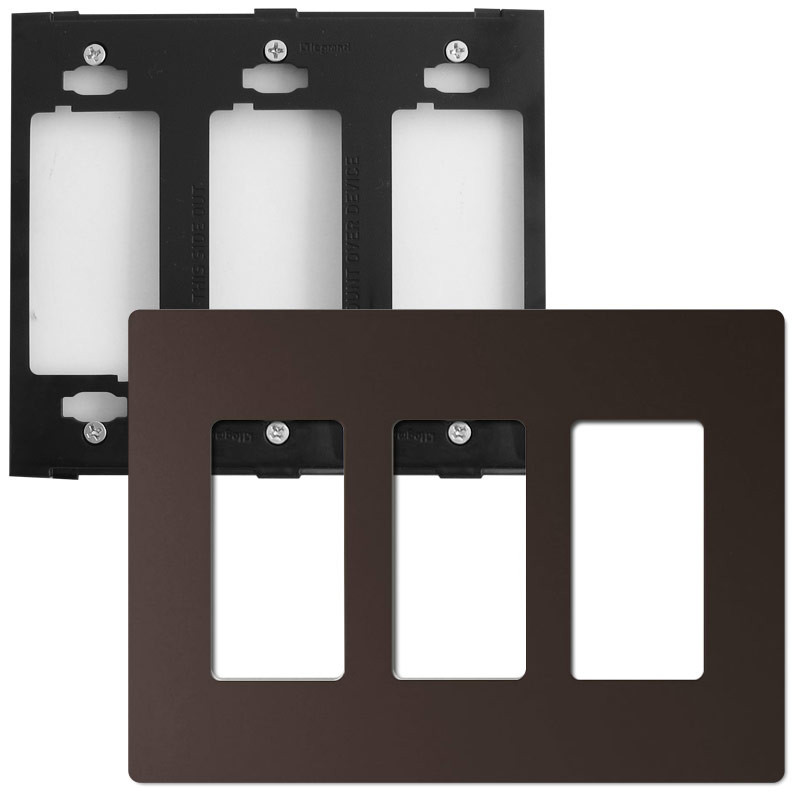 Dark Bronze Wall Plate Screwless 3Gang Plastic Legrand