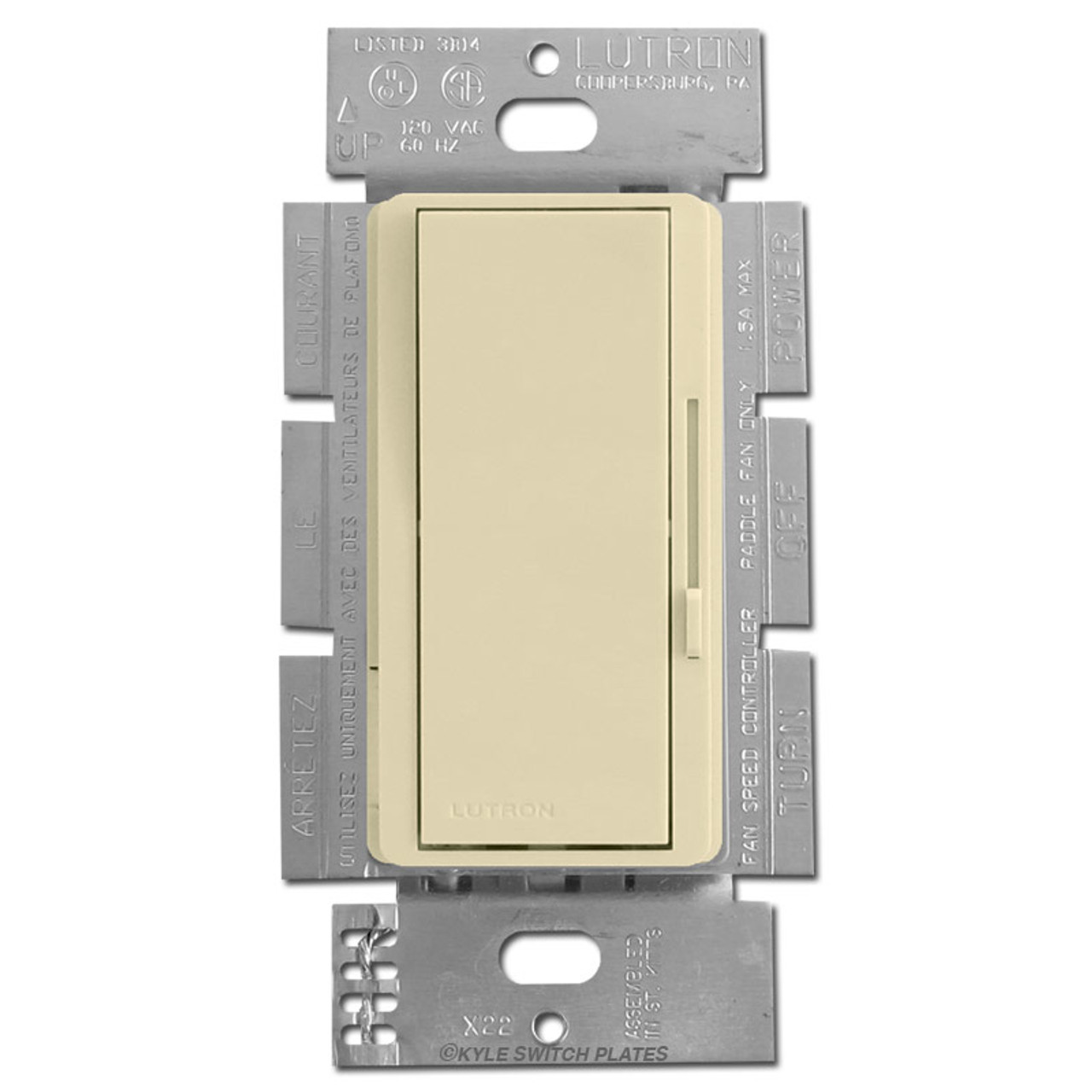 3Speed Ceiling Fan Control Switch Single Pole or 3Way Ivory